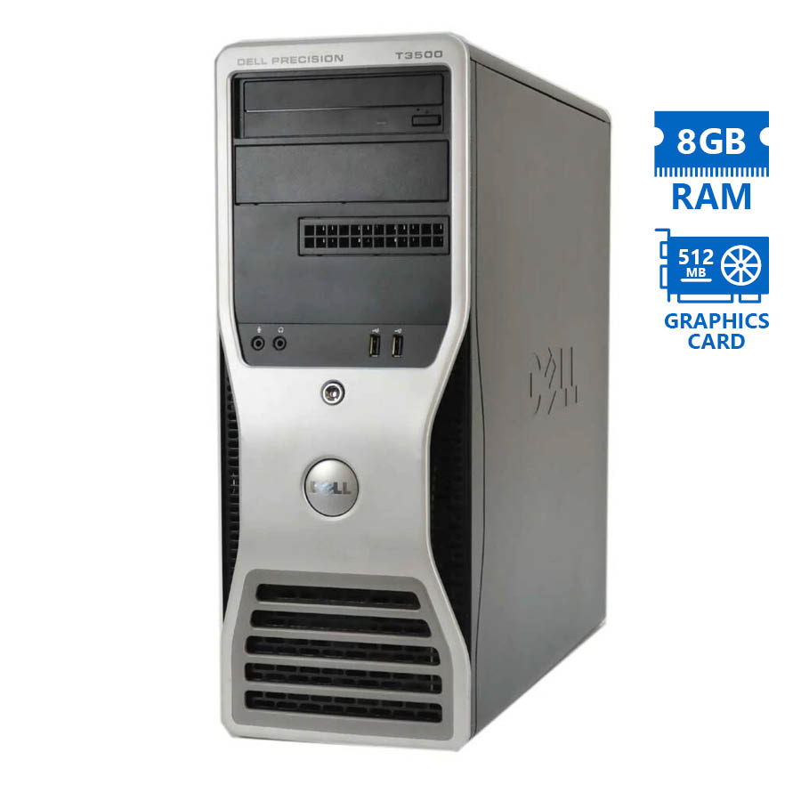98835_1 Dell (B) Precision T3500 Tower Xeon-E5640(4-Cores)/8GB DDR3/250GB/Nvidia 512MB/DVD/7P Grade B Workst - Image 1