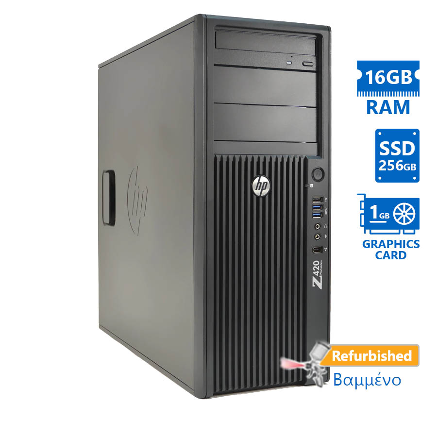 100382_1 HP Z420 Tower Xeon E5-1650v2(6-Cores)/16GB DDR3/256GB SSD/Nvidia 1GB/DVD/7P Grade A+ Workstation Ref - Image 1