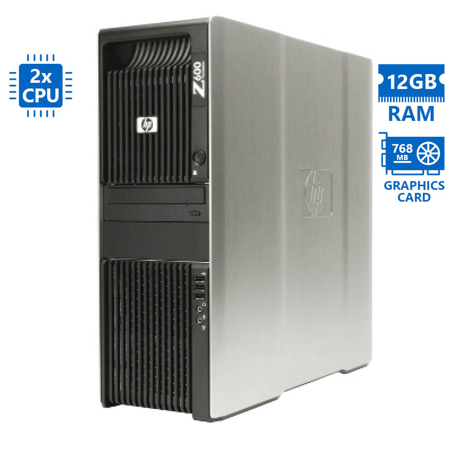 100820_1 HP Z600 Tower Xeon 2x X5650(6-Cores)/12GB DDR3/500GB/Nvidia 768MB/DVD/7P Grade A Workstation Refurbi - Image 1