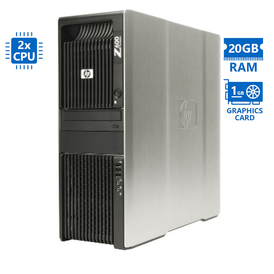 100822_1 HP Z600 Tower Xeon 2x X5650(6-Cores)/20GB DDR3/500GB/Nvidia 1GB/DVD/7P Grade A Workstation Refurbish - Image 1