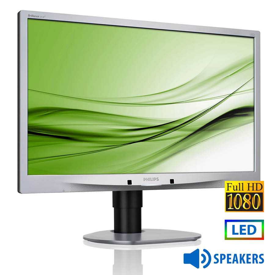 100014_1 Used (A-) Monitor 241B4L LED/Philips/24``FHD/1920x1080/Wide/Silver/Black/w/Speakers/Grade A-/D-SUB & - Image 1