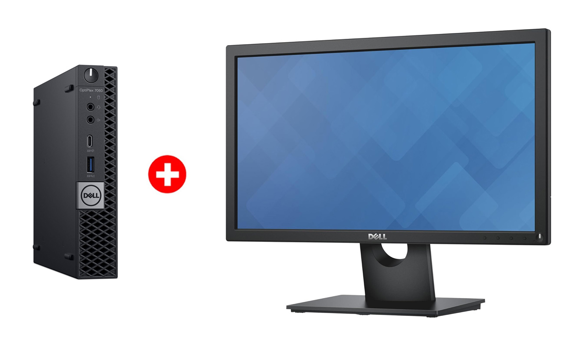 BNDL-0205 DELL PC OptiPlex 7060 Micro, Refurbished Grade A Repainted, i5-8500T, 8/128GB M.2, με οθόνη E2016H GB, με βάση - Image 1