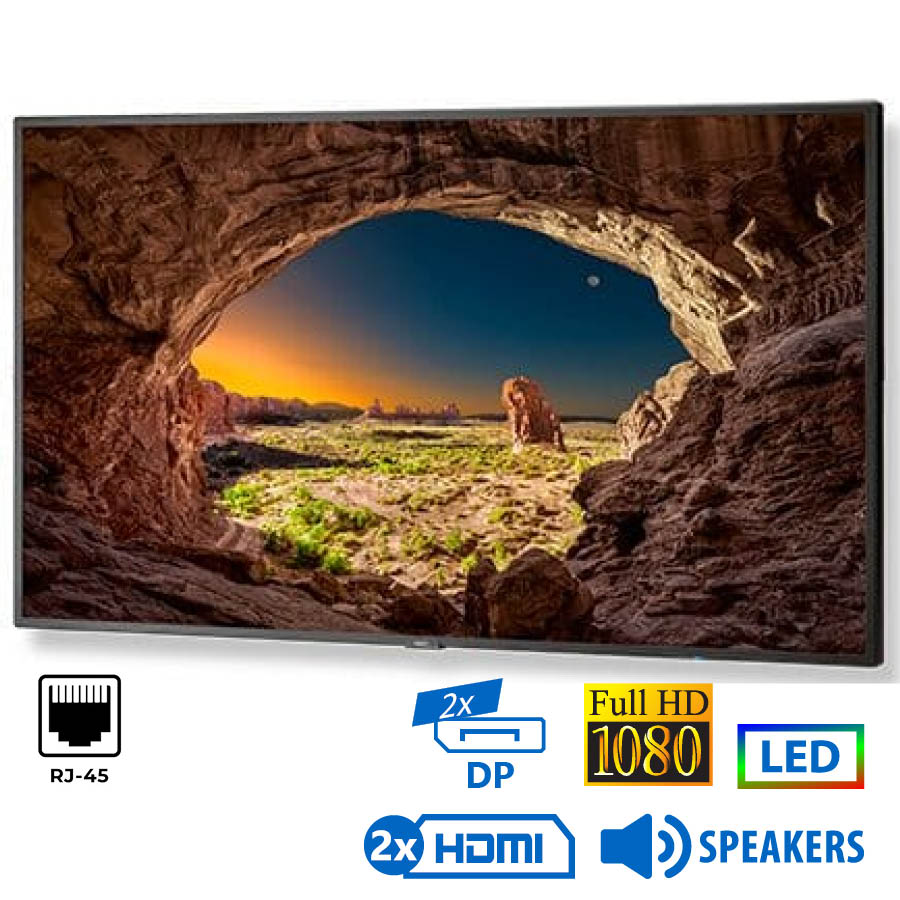 101704_1 Used Signage Display V554 LED/NEC/55``FHD/1920x1080/Black/w/Speakers/D-SUB & DVI-D & 2x DP & 2x HDMI - Image 1