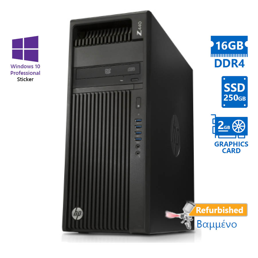 95403_1 HP Z440 Tower Xeon E5-1620v3(4-Cores)/16GB DDR4/250GB SSD/Nvidia 2GB/DVD/10P Grade A+ Workstation Re - Image 1
