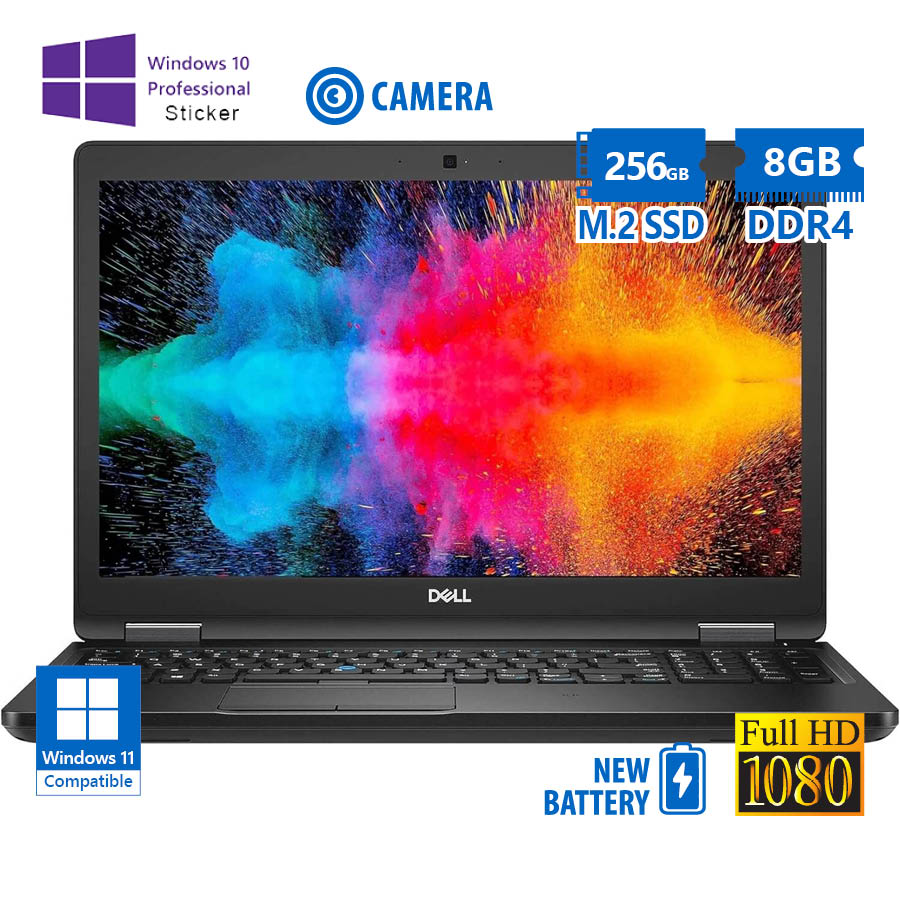 101875_1 Dell (A-) Latitude 5590 i5-8350U/15.6``FHD/8GB DDR4/256GB M.2 SSD/No ODD/Camera/New Battery/10P Grad - Image 1