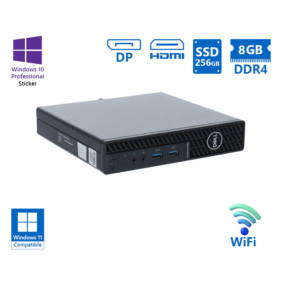 102127_1 Dell Optiplex 3080 DM WiFi i3-10100T/8GB DDR4/256GB SSD/No ODD/10P Grade A Refurbished PC - Image 1