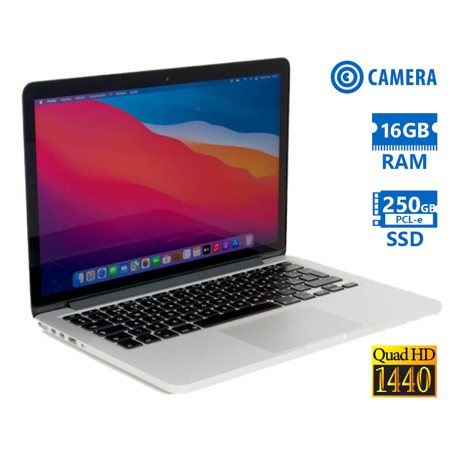 102285_1 Apple (A-) MacBook 11,4 (A1398) i7-4770HQ/15.6QHD/16GB DDR3/250GB SSD PCI-e/No ODD/Camera/Grade A- R - Image 1