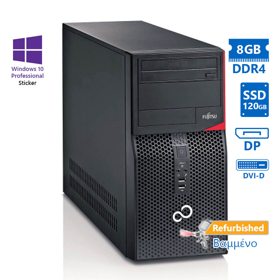 102289_1 Fujitsu P556 Tower i5-6400/8GB DDR4/120GB SSD/DVD/10P Grade A+ Refurbished PC - Image 1