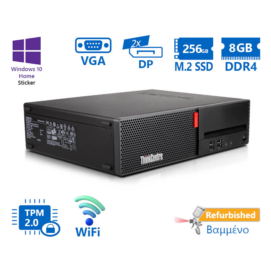 102294_1 Lenovo M710s SFF WiFi i5-7400/8GB DDR4/256GB M.2 SSD/No ODD/10H Grade A+ Refurbished PC - Image 1