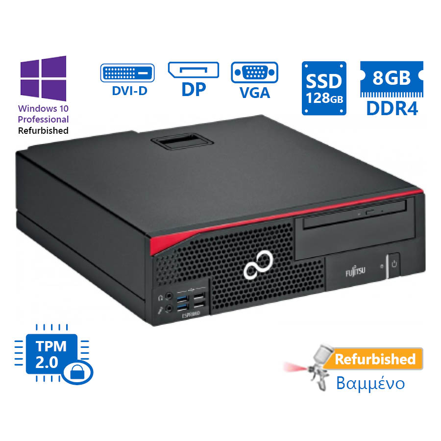 102300_1 Fujitsu D556/2 SFF i5-7400/8GB DDR4/128GB SSD/DVD/10P Grade A+ Refurbished PC - Image 1