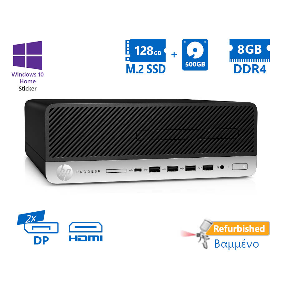 102320_1 HP 600G3 SFF i5-6500/8GB DDR4/128GB SSD & 500GB/No ODD/10H Grade A+ Refurbished PC - Image 1