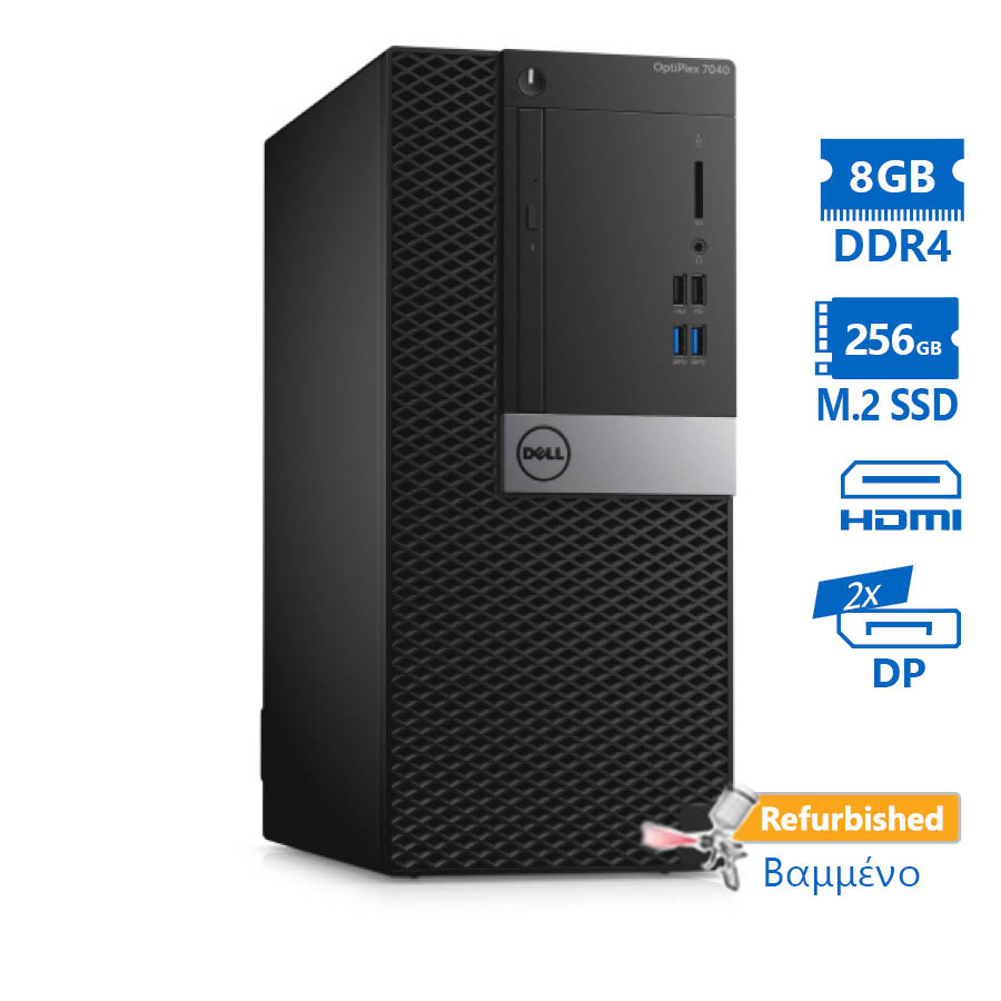 102328_1 Dell 7040 Tower i5-6500/8GB DDR4/256GB M.2 SSD/DVD/8H Grade A+ Refurbished PC - Image 1